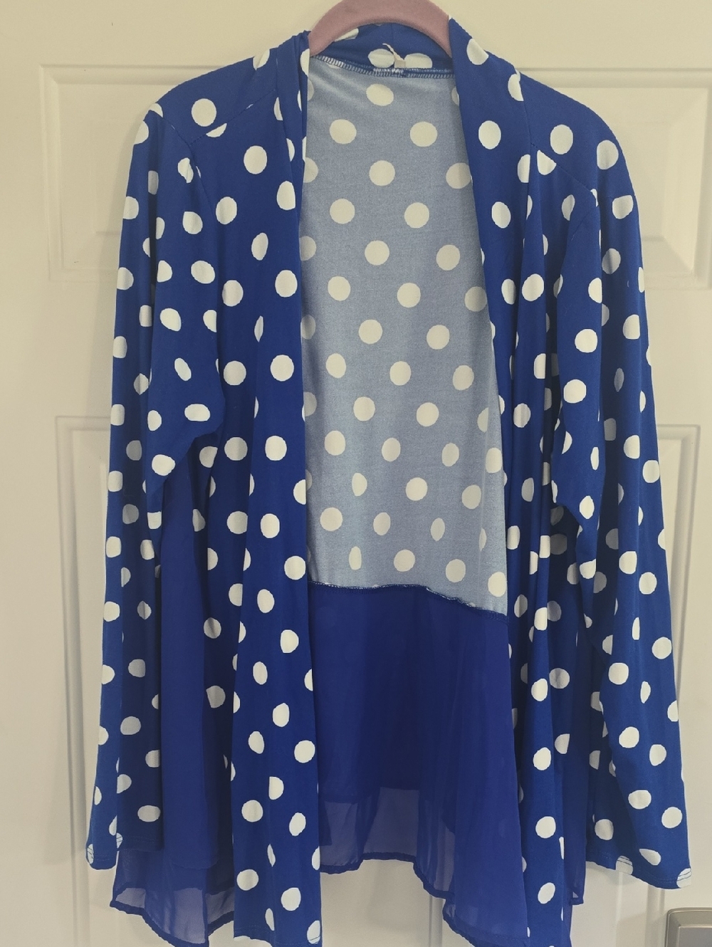 Blue Polka Dot Open-Front Blazer Jacket